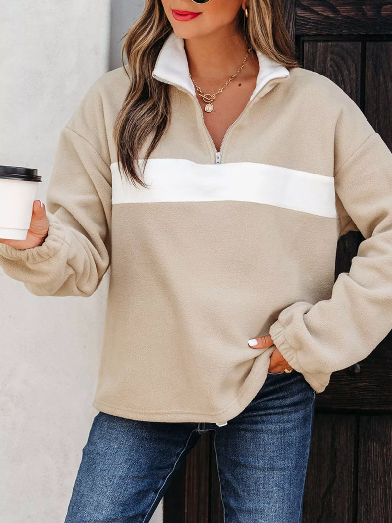 Women's fleece half zip jumper - detail