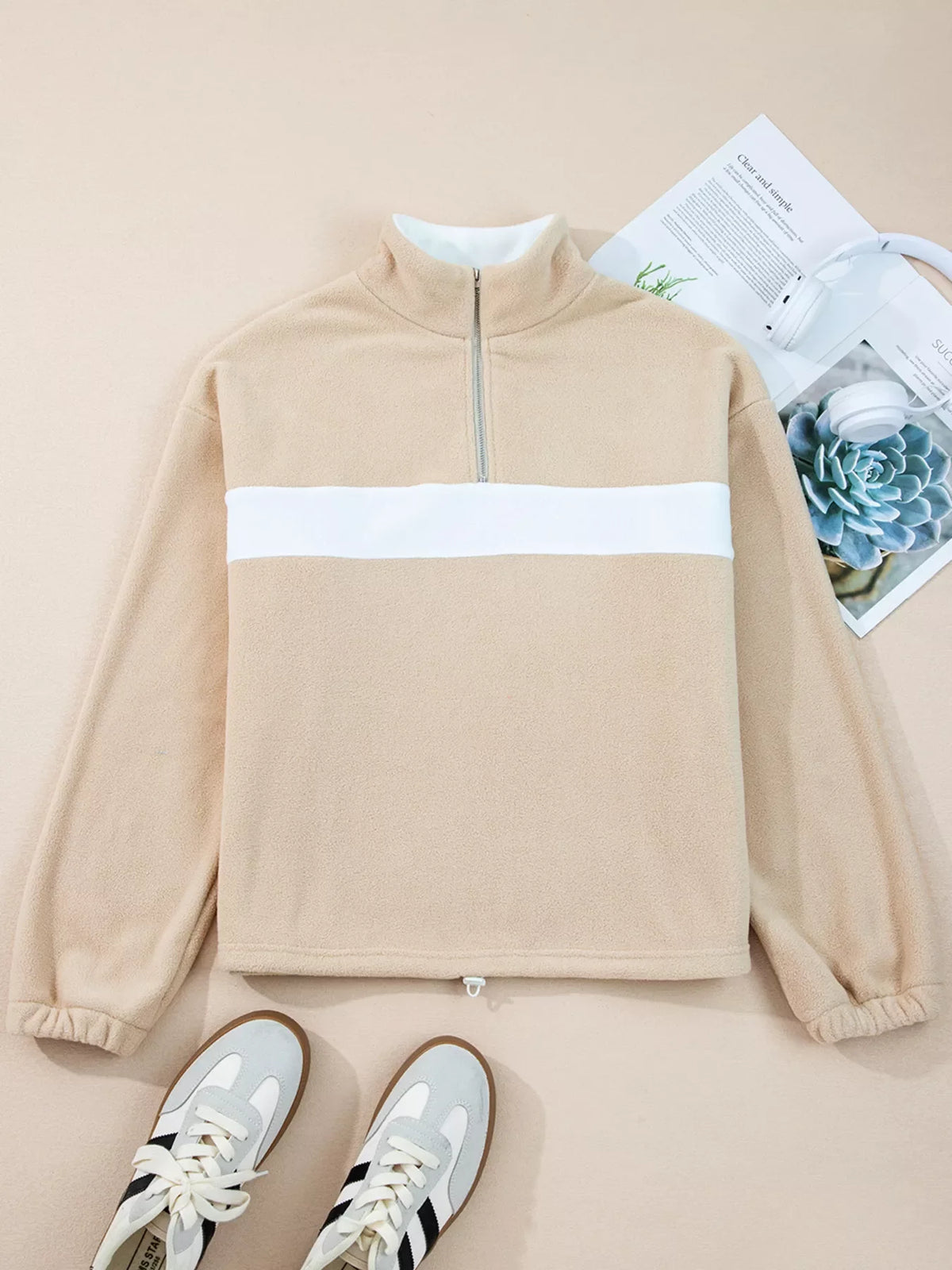Women's fleece half zip jumper - detail