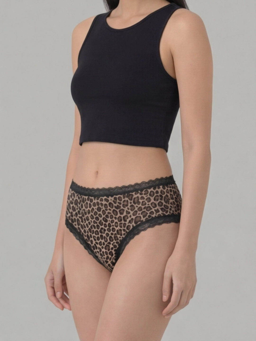 Period pants lace cheetah print mid rise briefs