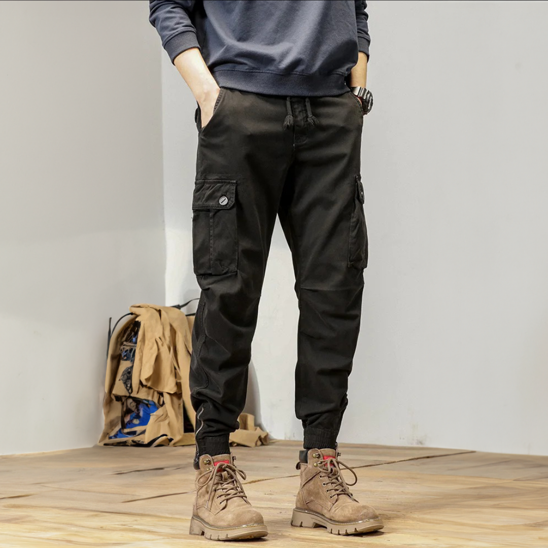 Men's Slim Fit Waterproof Cargo Trousers - detail view | SAINT DOR