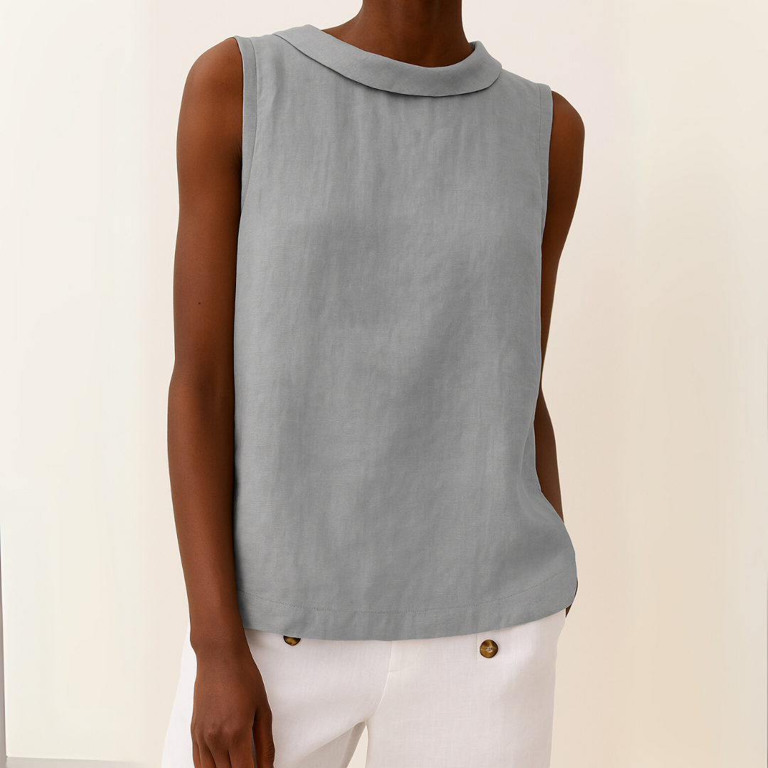 Women's Top - Sleeveless Roll Collar Top