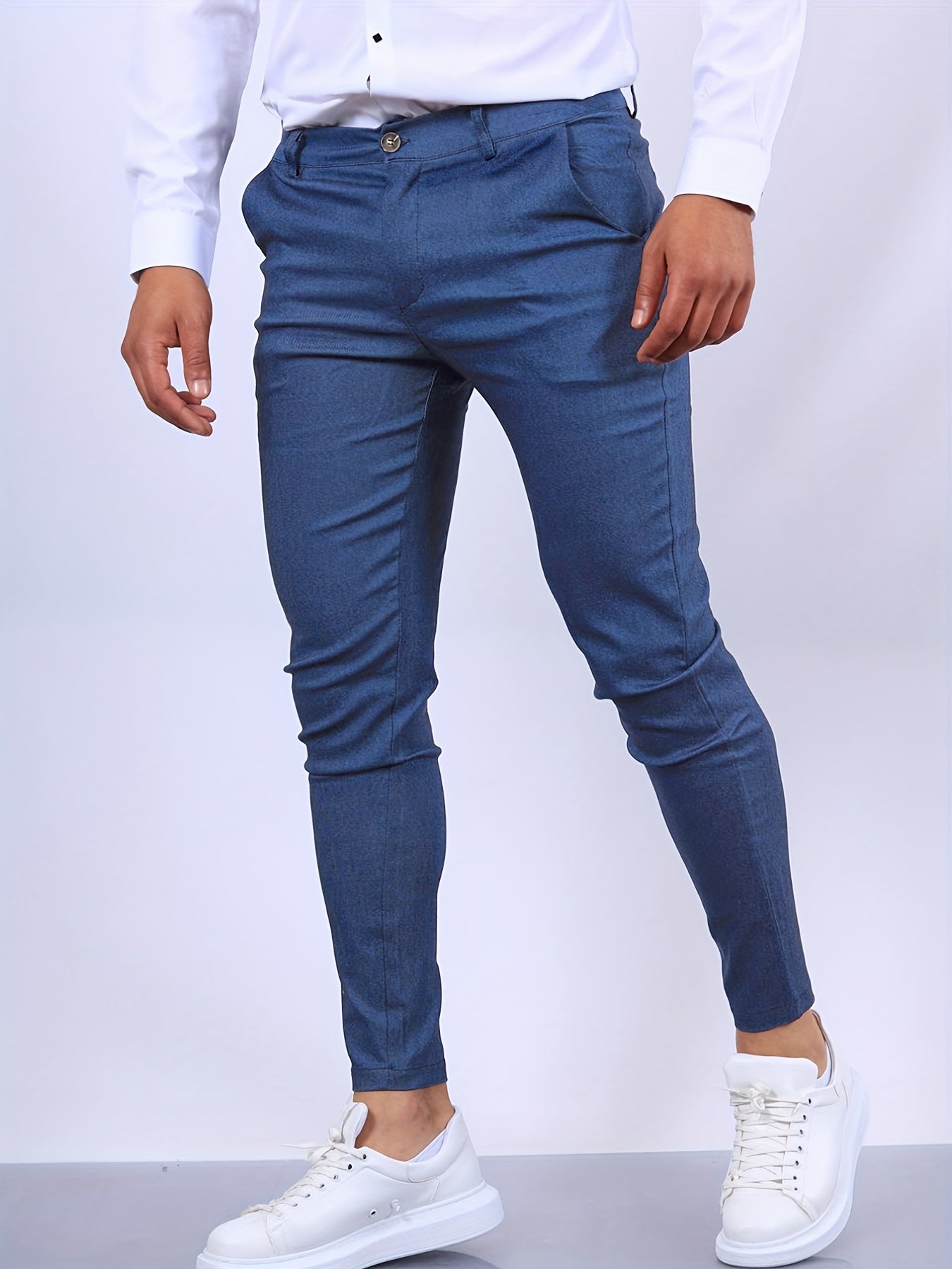 Men's Slim Fit Stretch Chino Trousers - front view | SAINT DOR