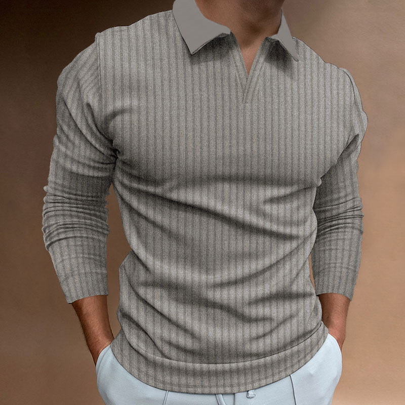 Men's ribbed polo jumper in Grey