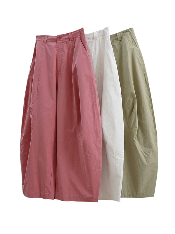 Wide-leg barrel trousers in cotton with curved knee seams