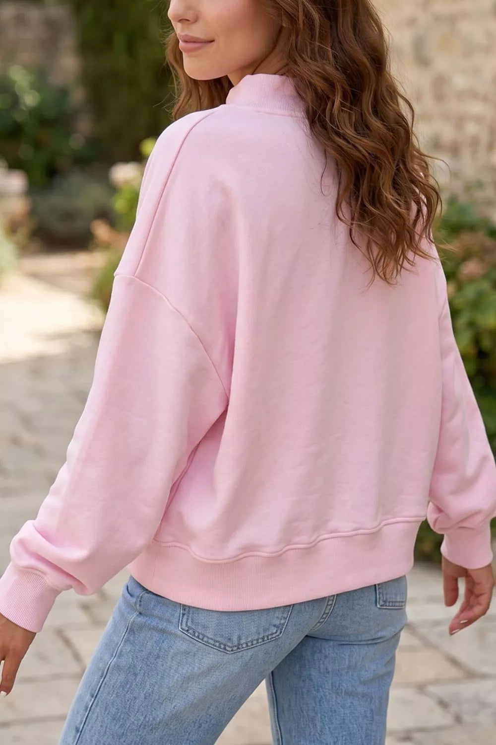 Women's embroidered stand neck sweatshirt - detail