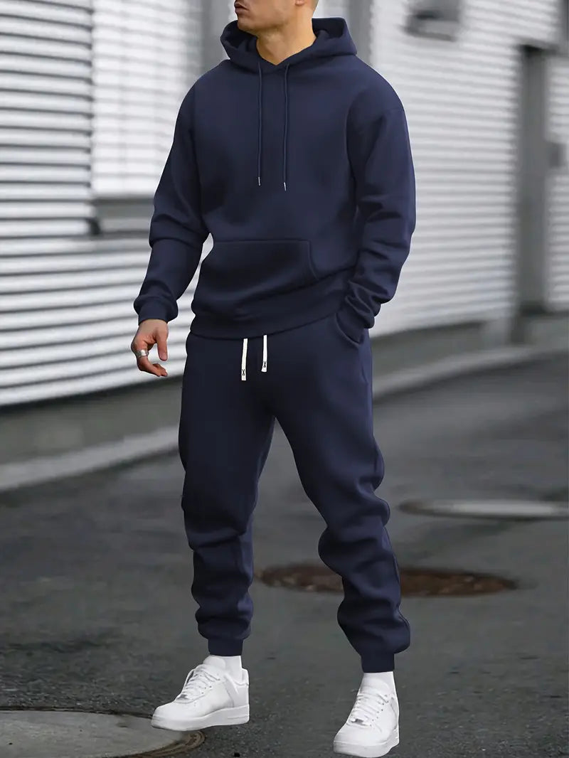 Men's two piece tracksuit with hoodie in Navy