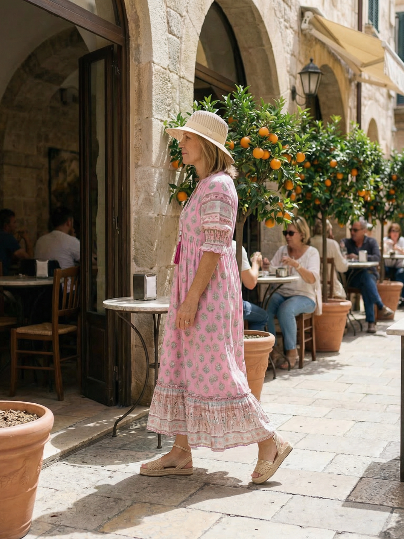 Women's Floral Garden Market Midi Dress – Saint Dor UK – side view