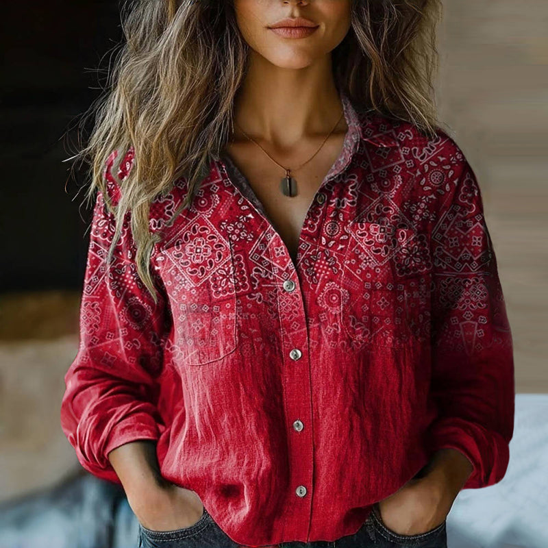 Women's Top - Bohemian Pattern Vintage Blouse
