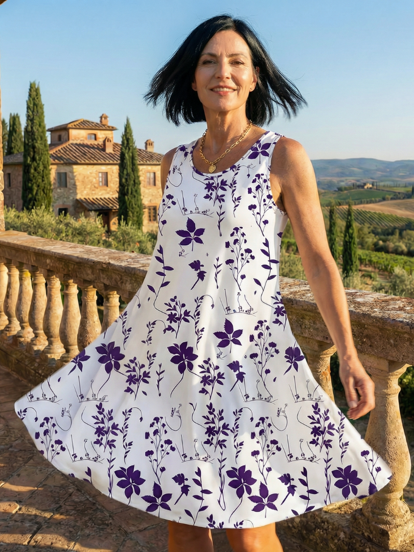 Women's Floral Print Sleeveless Midi Garden Dress – Saint Dor UK – back view