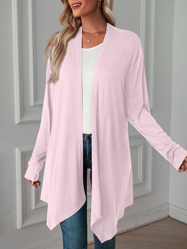 Light waterfall jacket with a draped collar and an open front