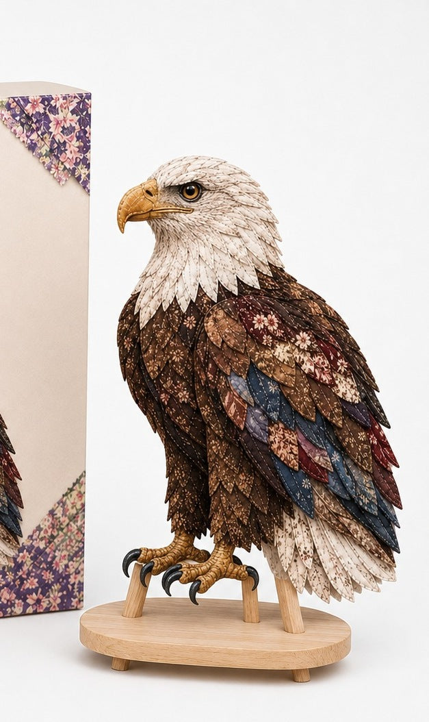 3D fabric bird craft kit with layered feathers - bald eagle