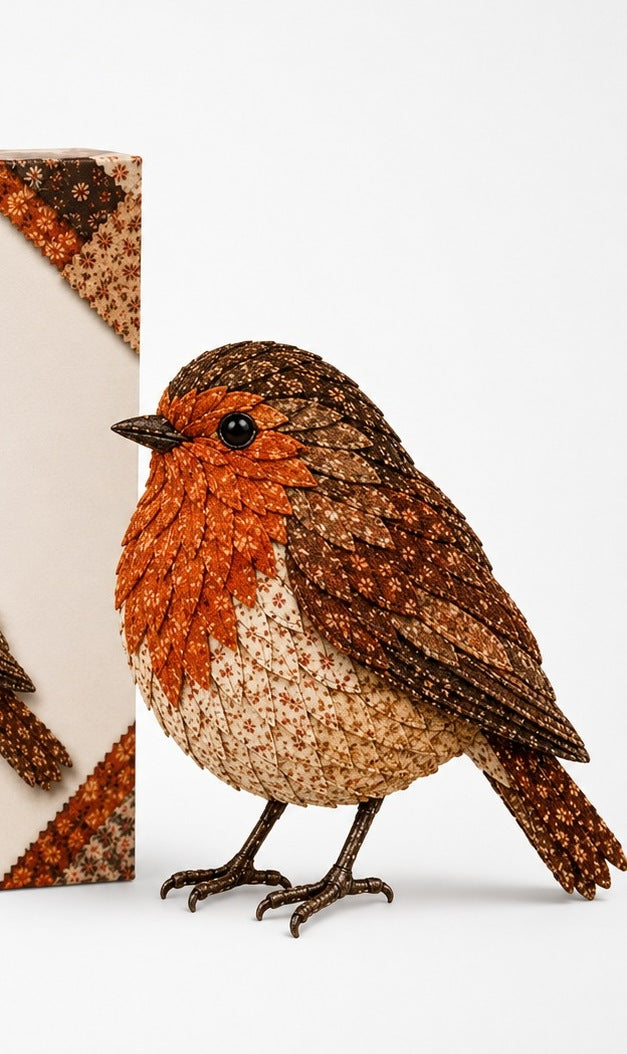 3D fabric bird craft kit with layered feathers - robin