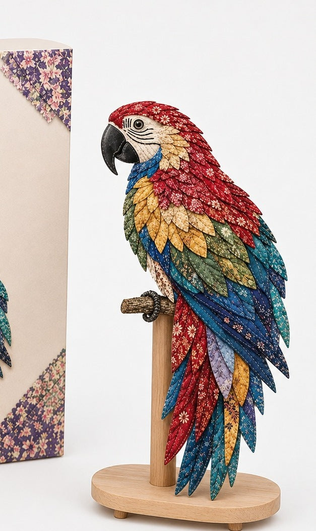 3D fabric bird craft kit with layered feathers - macaw