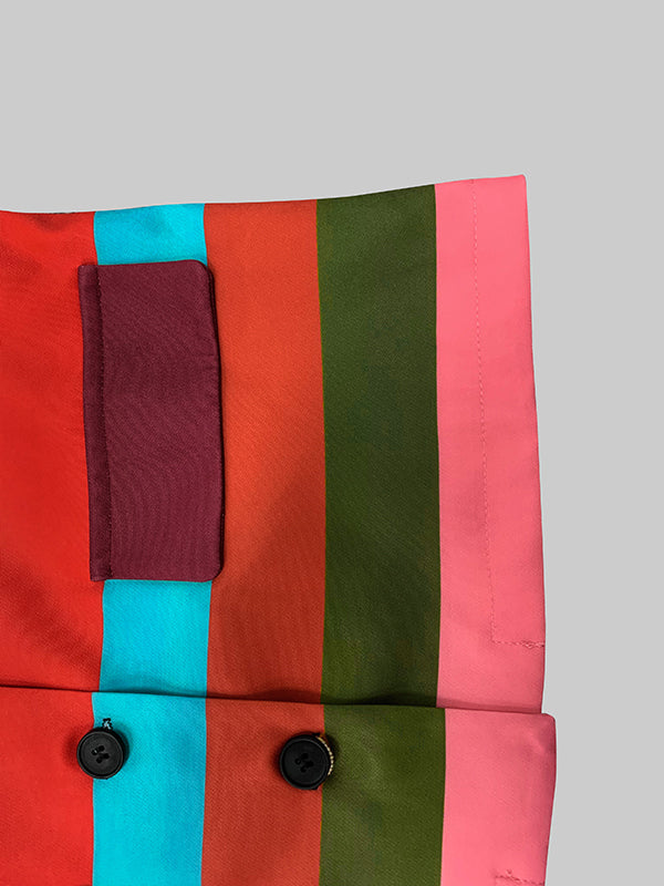 Short striped jacket in bright colour bands with flared sleeves