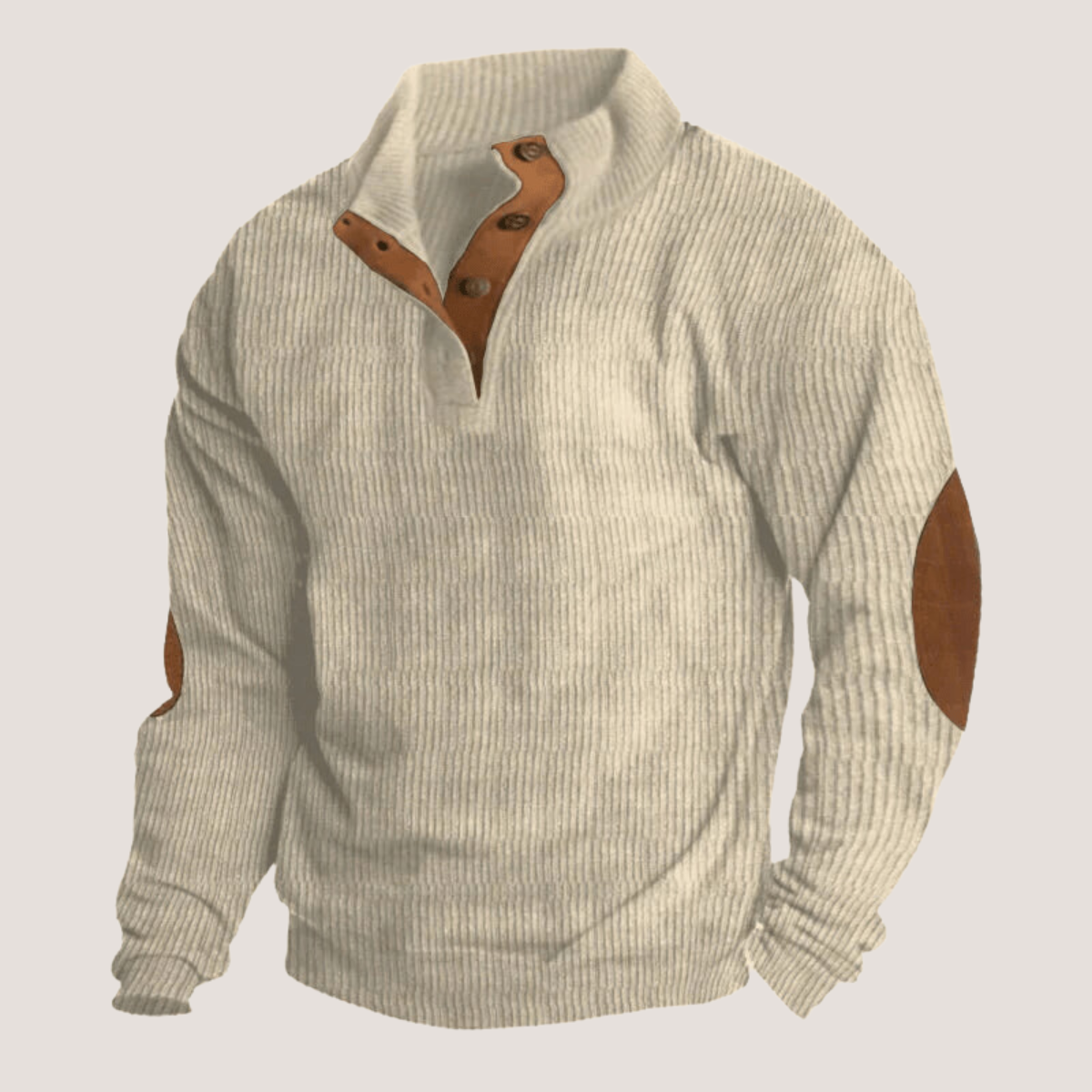 Men's ribbed henley jumper in Off-White