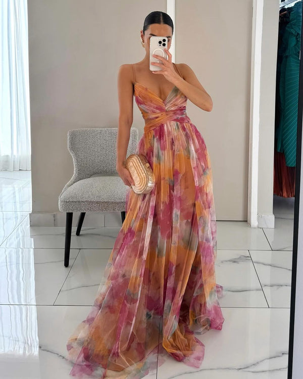 Women's Floral Print Maxi Dress – Lightweight Summer Style – front view
