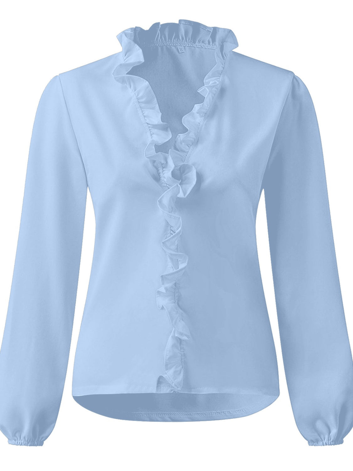 Women's ruffled V-neck blouse - detail