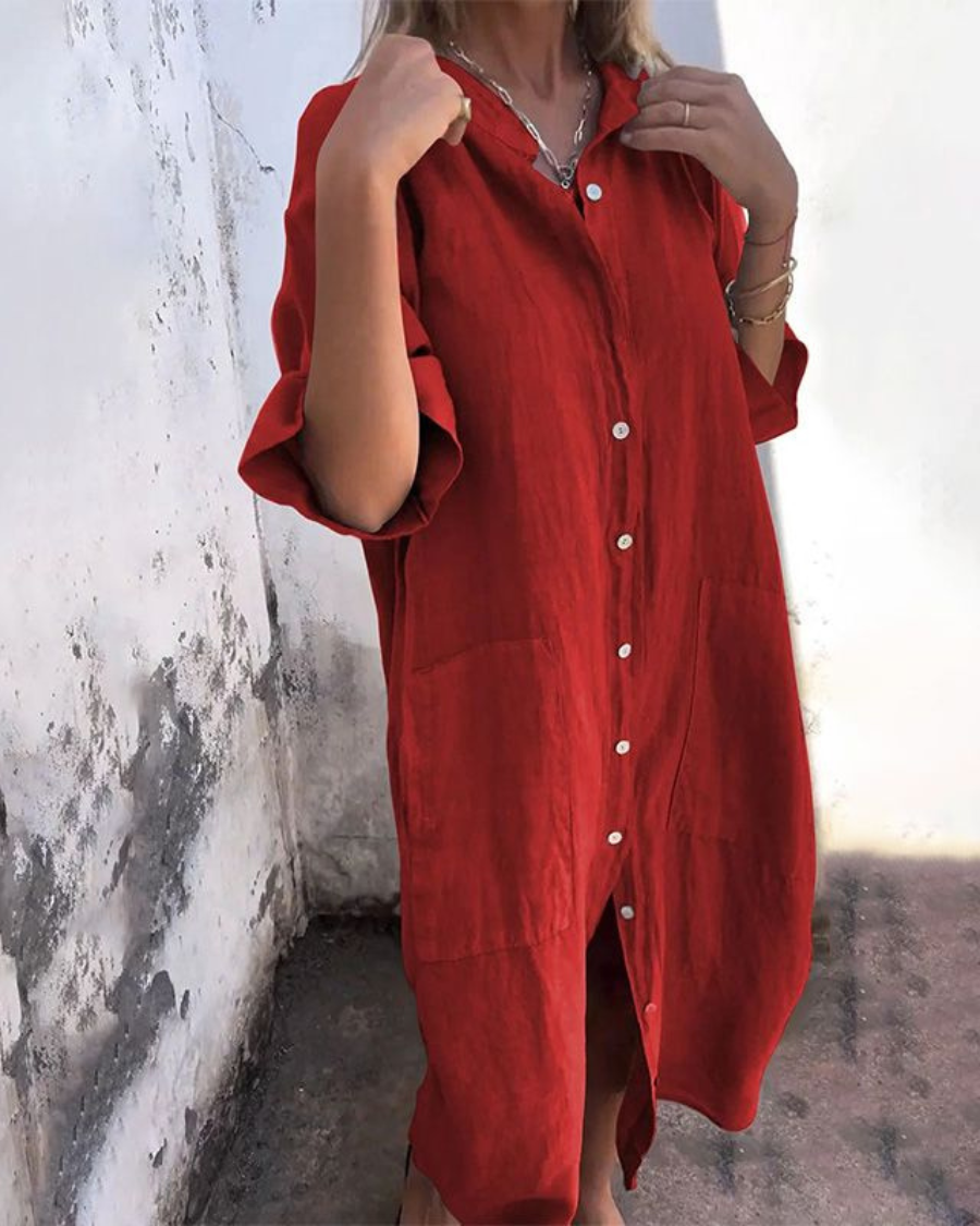 Women's Dress - Boho Shirt Dress in Purple
