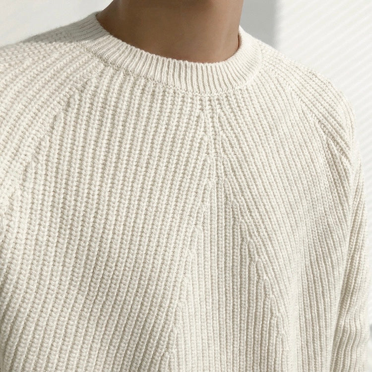 Men's chunky knit crew neck jumper, full length