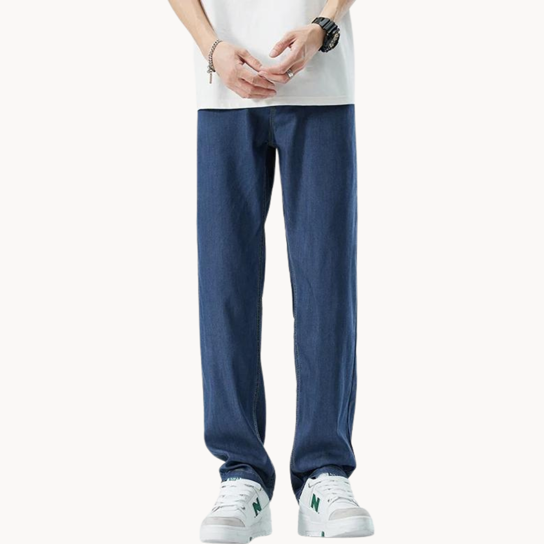 Men's Relaxed Straight-Cut Jeans - back view | SAINT DOR