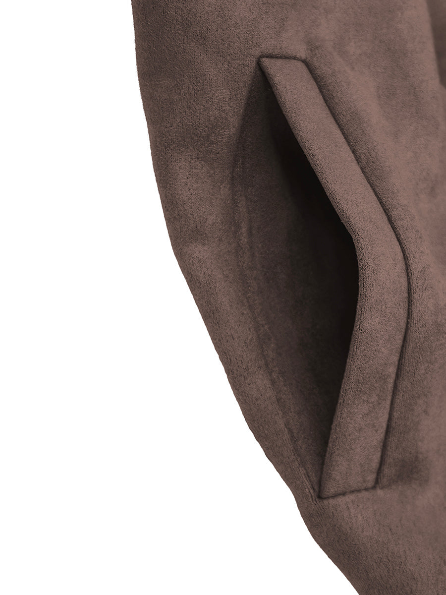 Cropped bomber jacket in soft coffee suede-look cloth