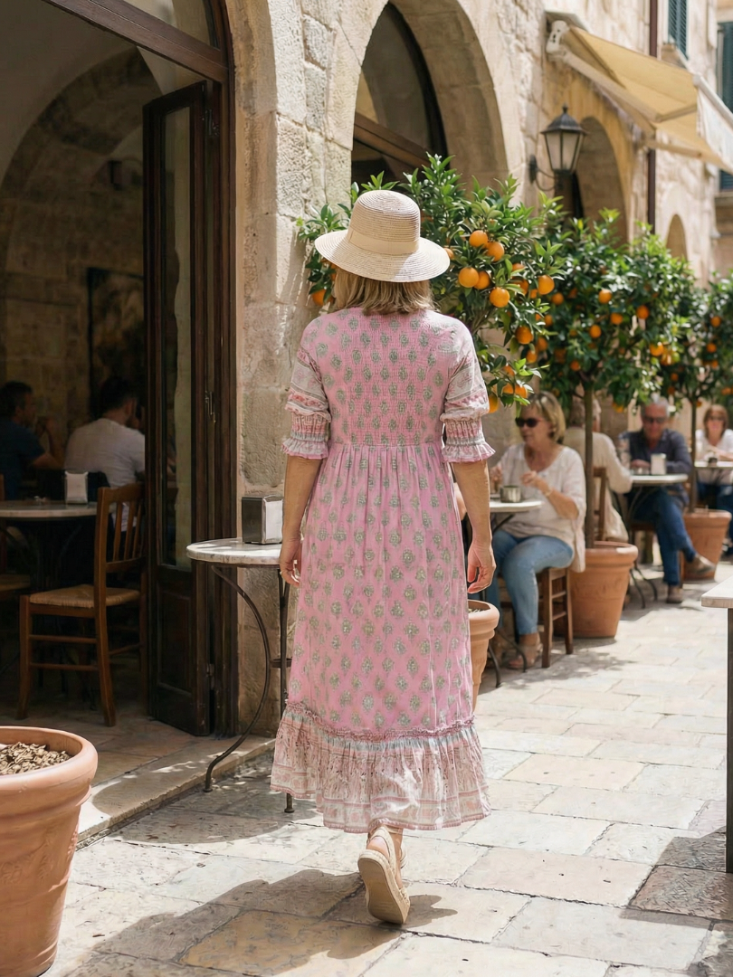 Women's Floral Garden Market Midi Dress – Saint Dor UK – detail view