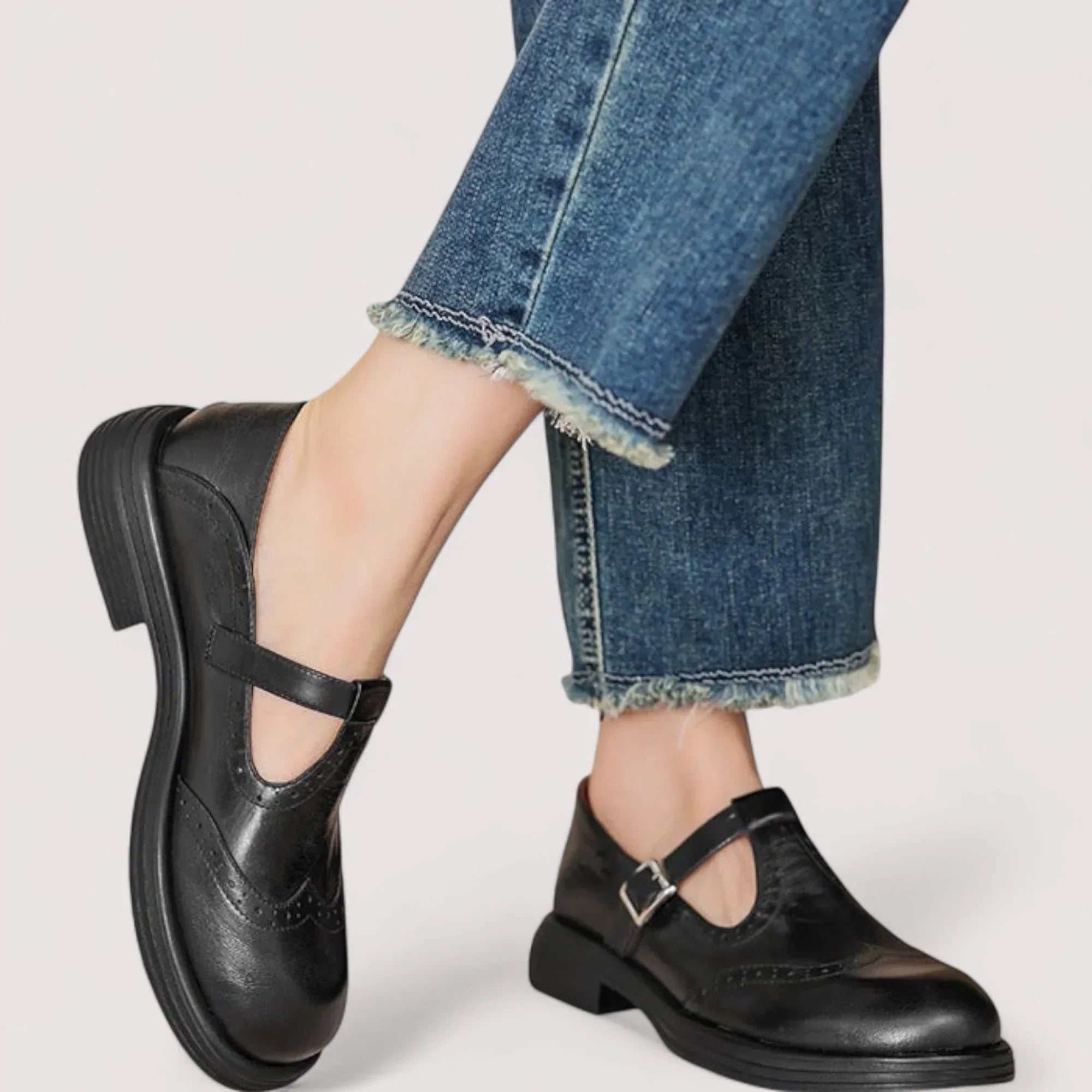 Women's Shoes - Orthopedic Mary Jane Shoes in Brown