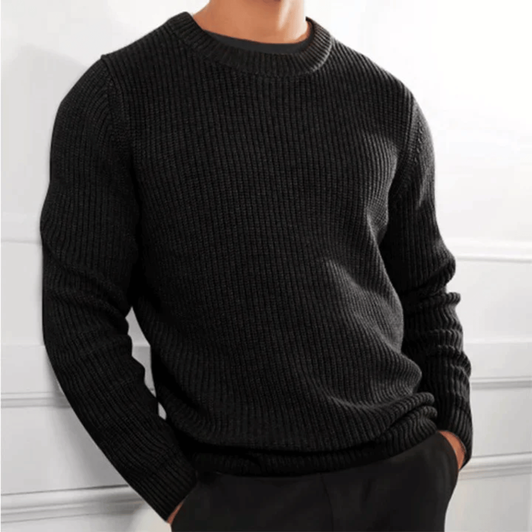 Men's rib knit jumper, cuff and sleeve detail
