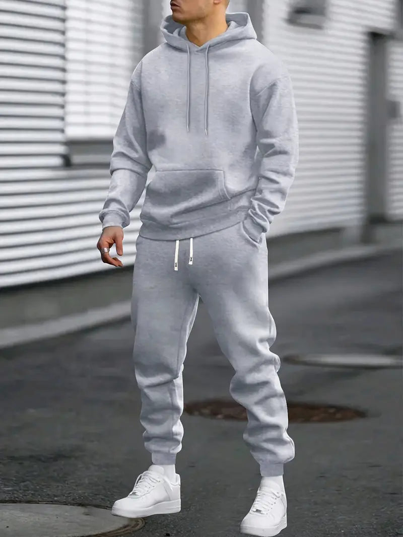 Men's two piece tracksuit with hoodie in Grey Marl