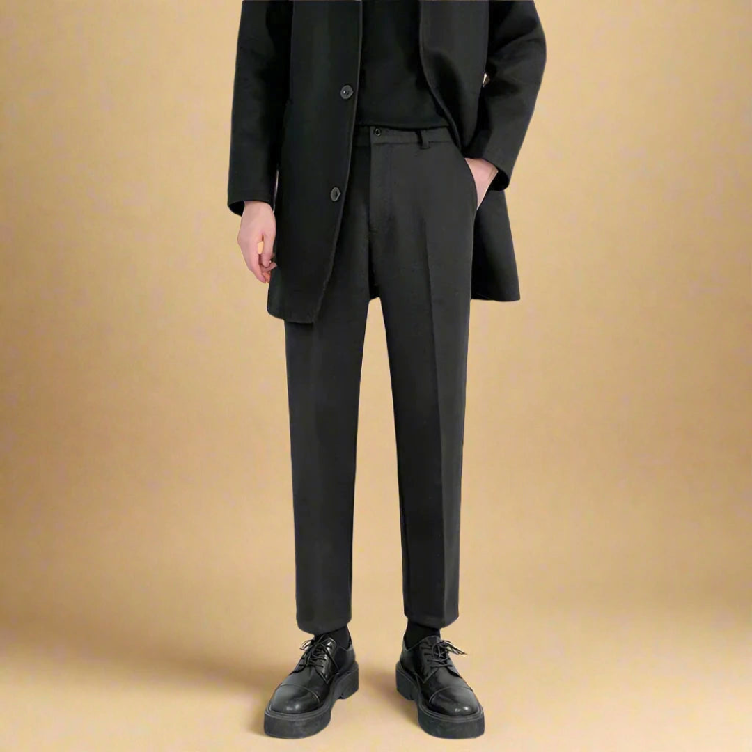 Men's Cropped Ankle Length Trousers - lifestyle view | SAINT DOR
