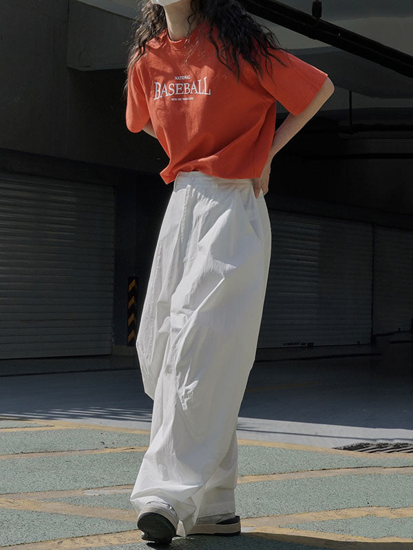 Wide-leg barrel trousers in cotton with curved knee seams
