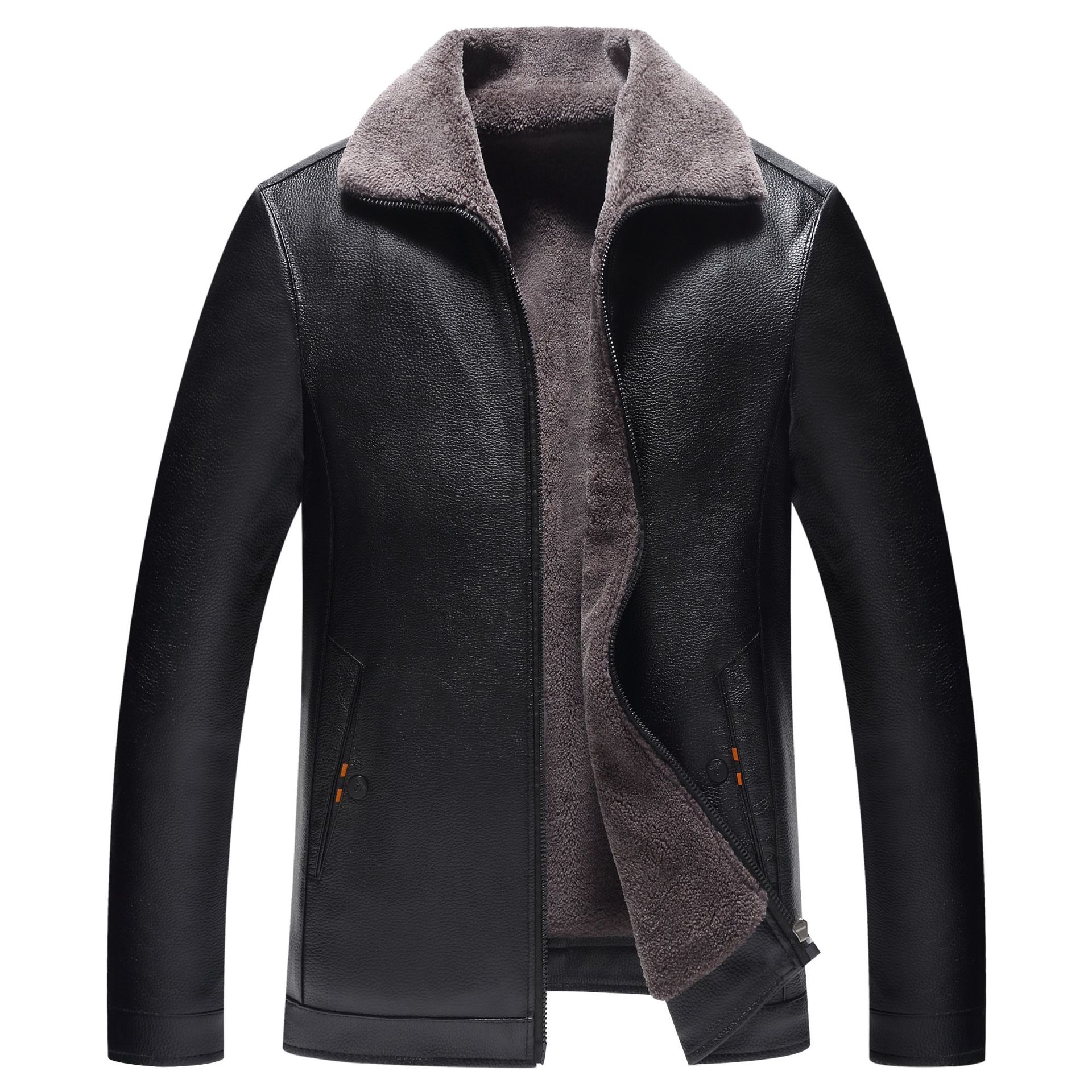 Men's Waterproof Fleece-Lined Leather Jacket – Saint Dor UK – angle view