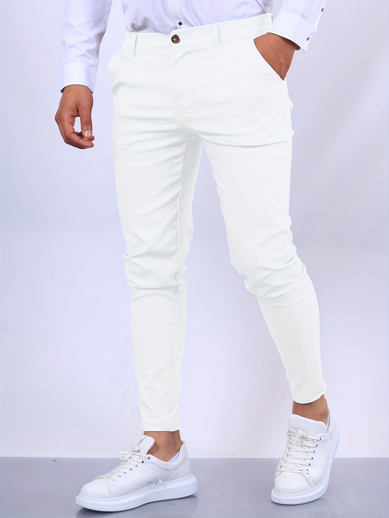 Men's Slim Fit Stretch Chino Trousers - lifestyle view | SAINT DOR