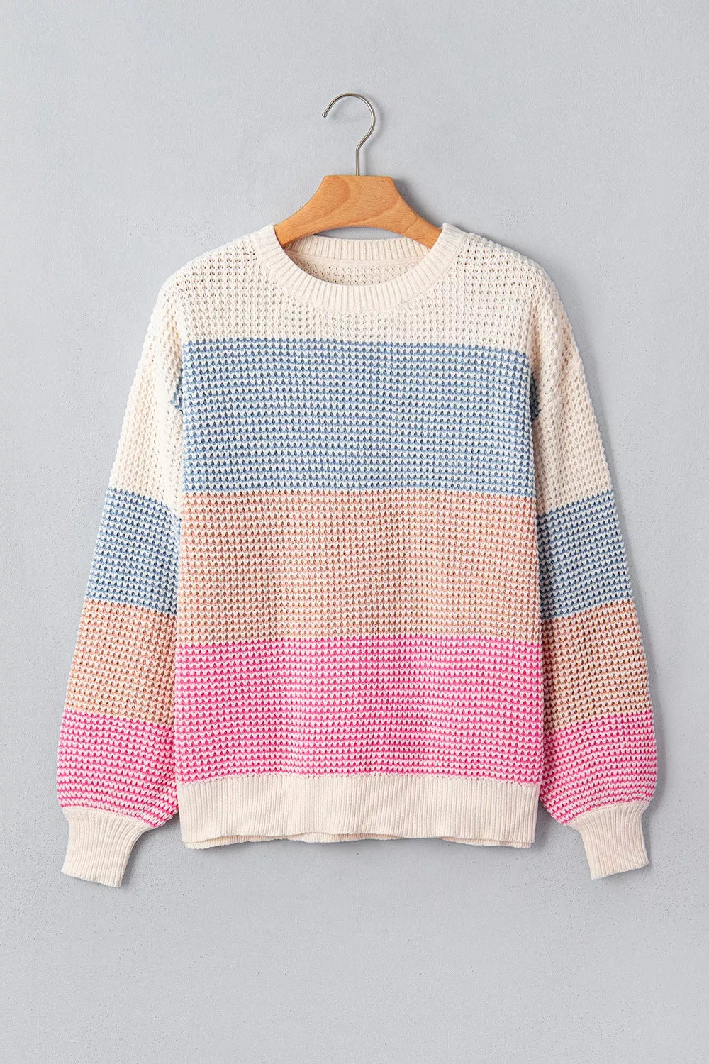 Women's colour block waffle knit jumper - detail