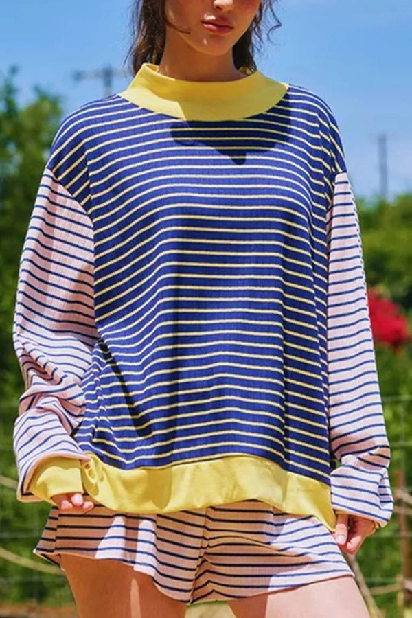 Women's striped jumper and shorts set in Blue Stripe