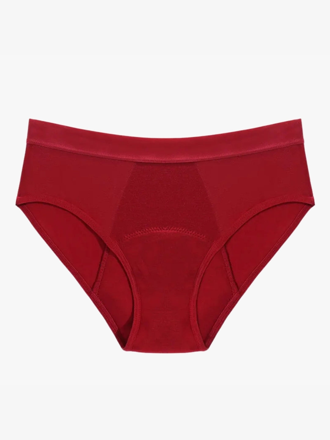 Period pants mid rise brief absorbent reusable Bordeaux red