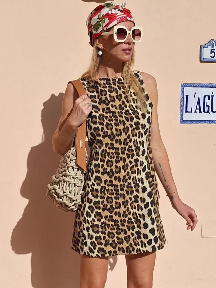 Women's Leopard Print Mini Dress – Bold Soft Party Evening – lifestyle shot