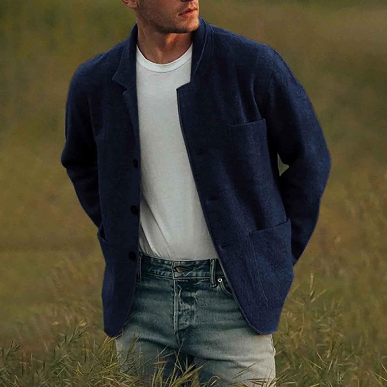 Men's Top - Casual blazer men in Donkergrijs