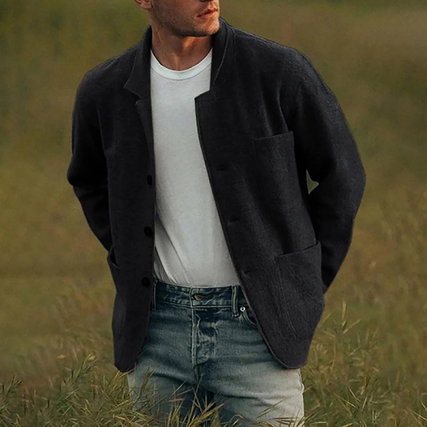 Men's Top - Casual blazer men in Blauw