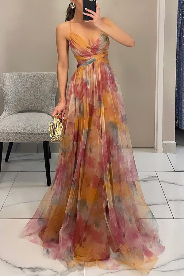 Women's Floral Print Maxi Dress – Lightweight Summer Style – detail view