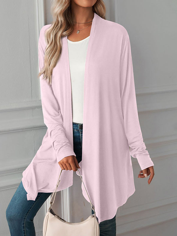 Light waterfall jacket with a draped collar and an open front