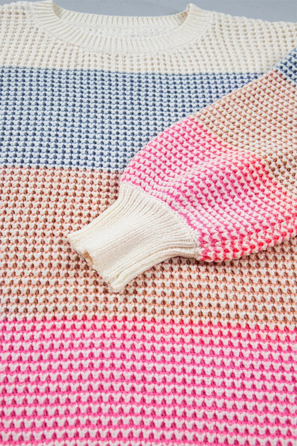Women's colour block waffle knit jumper - detail
