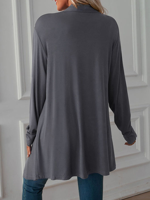 Light waterfall jacket with a draped collar and an open front