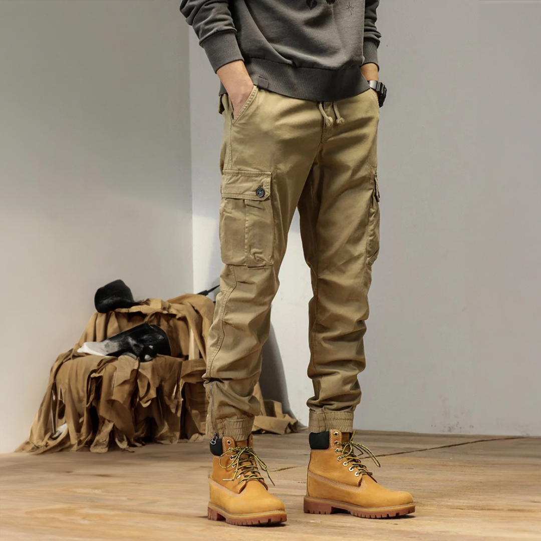 Men's Slim Fit Waterproof Cargo Trousers - front view | SAINT DOR