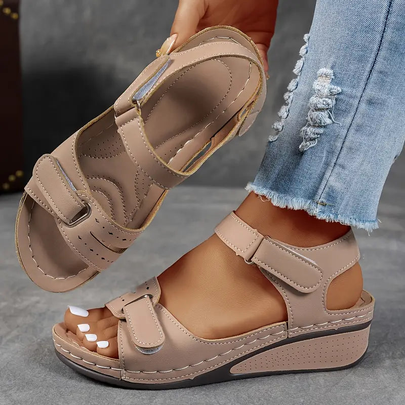 Women's Sandals - Orthopedic Sandals with Wedge Heel in Blue