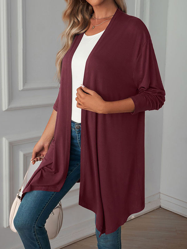 Light waterfall jacket with a draped collar and an open front