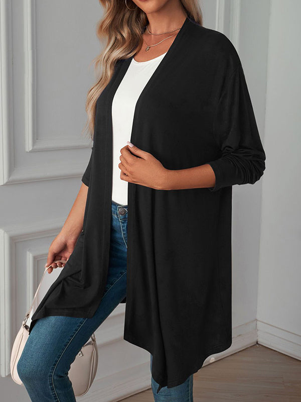 Light waterfall jacket with a draped collar and an open front