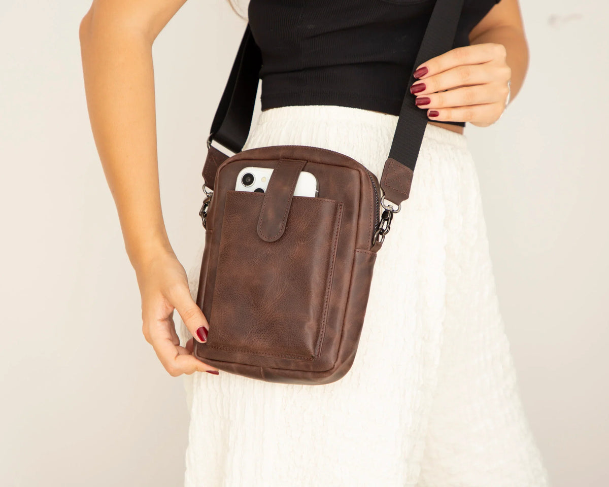Leather Crossbody Phone Bag - 6 Colours