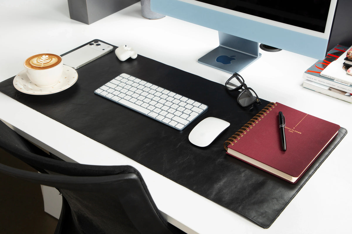 Leather Desk Mat in Black