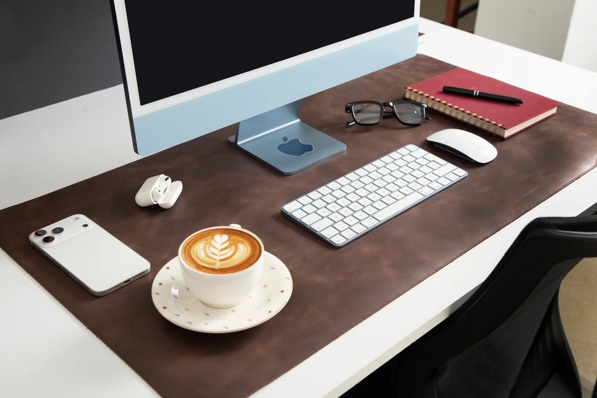 Leather Desk Mat in Dark Brown